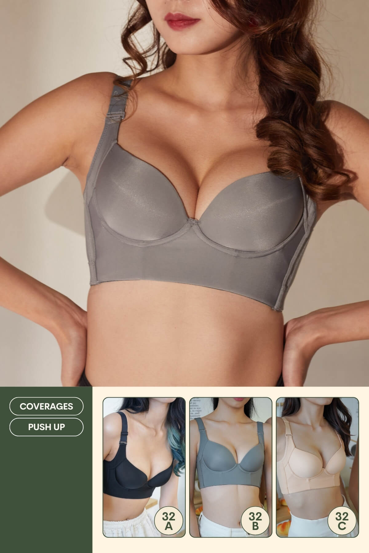Day Shaper Specialised Boobs Reshaping Push Up Bra In Gray - Bra - Coverage & Push Up - Adelais Official