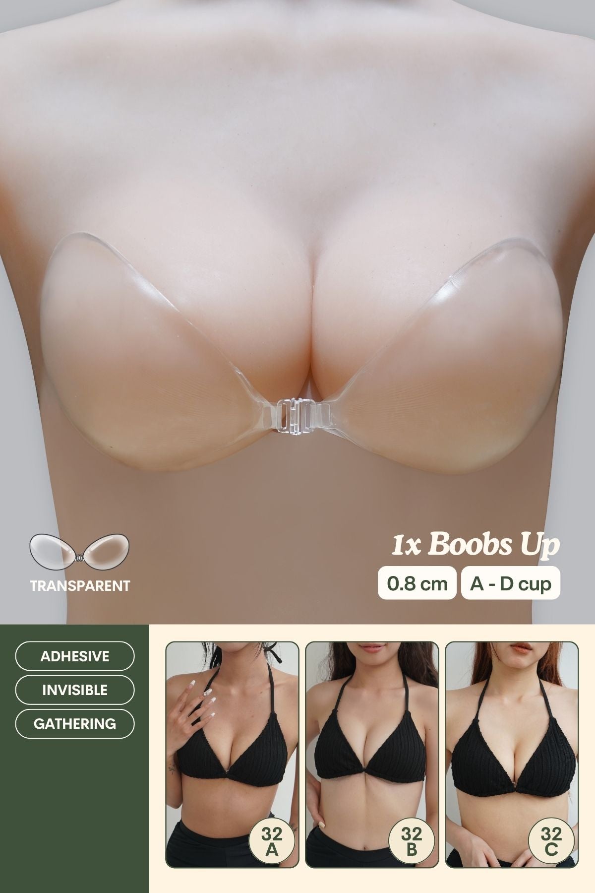 1X Boobs Up Nubra In Bikini (0.8 cm) - Adhesive Bras (Nubra & Nipple Cover) - Adelais Official