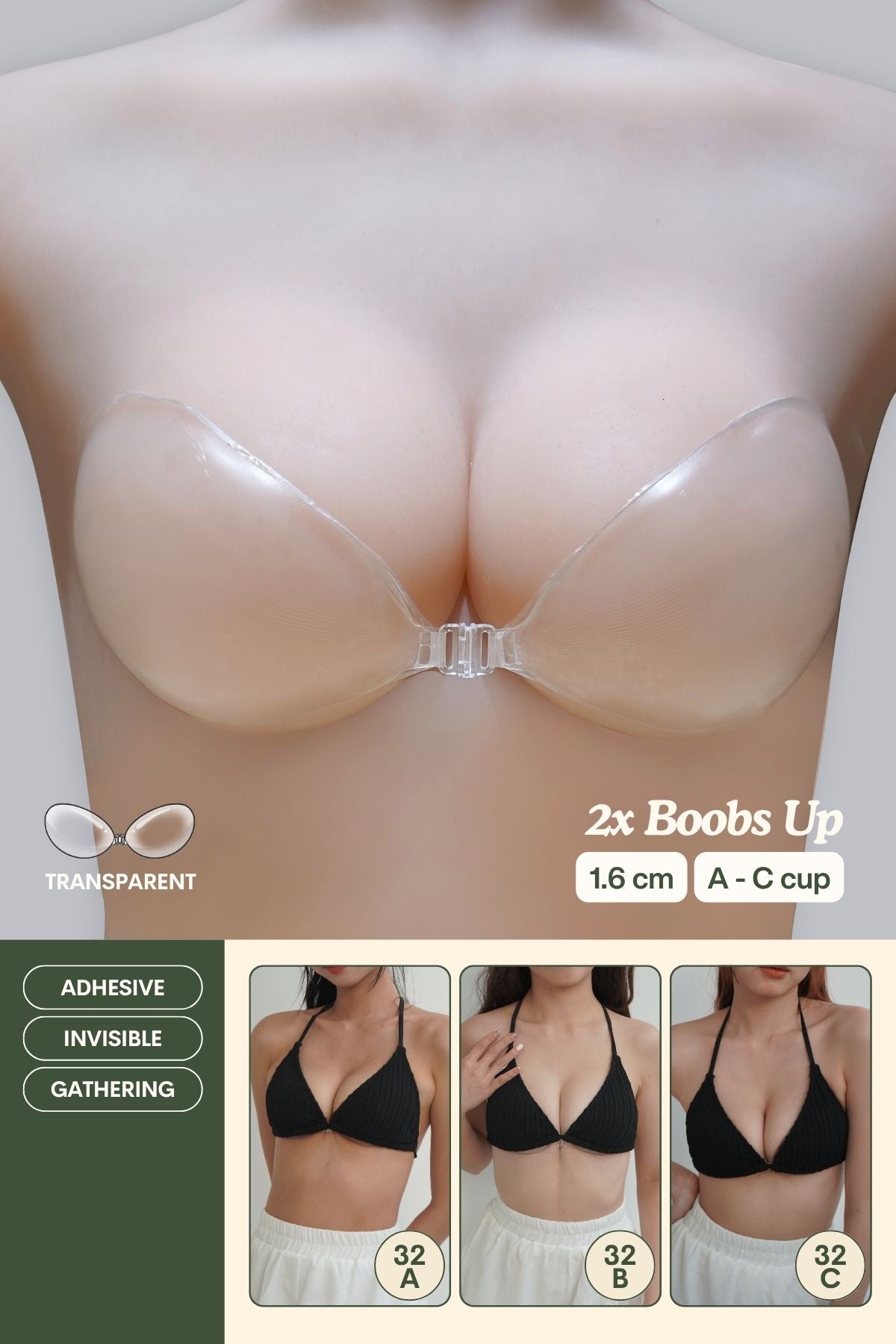 2X Boobs Up Nubra In Bikini (1.6 cm) - Adhesive Bras (Nubra & Nipple Cover) - Adelais Official