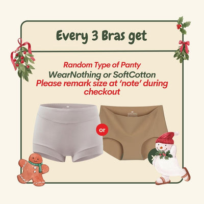2 - Limited Free Panty x2 (6 Bras get 2 FREE) - *Remark size at the note during checkout*