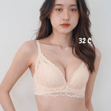 Cara Push Up Bra Set with 3CM Extra Thick Padded In Cornsilk - Bra - Push Up - Adelais Official