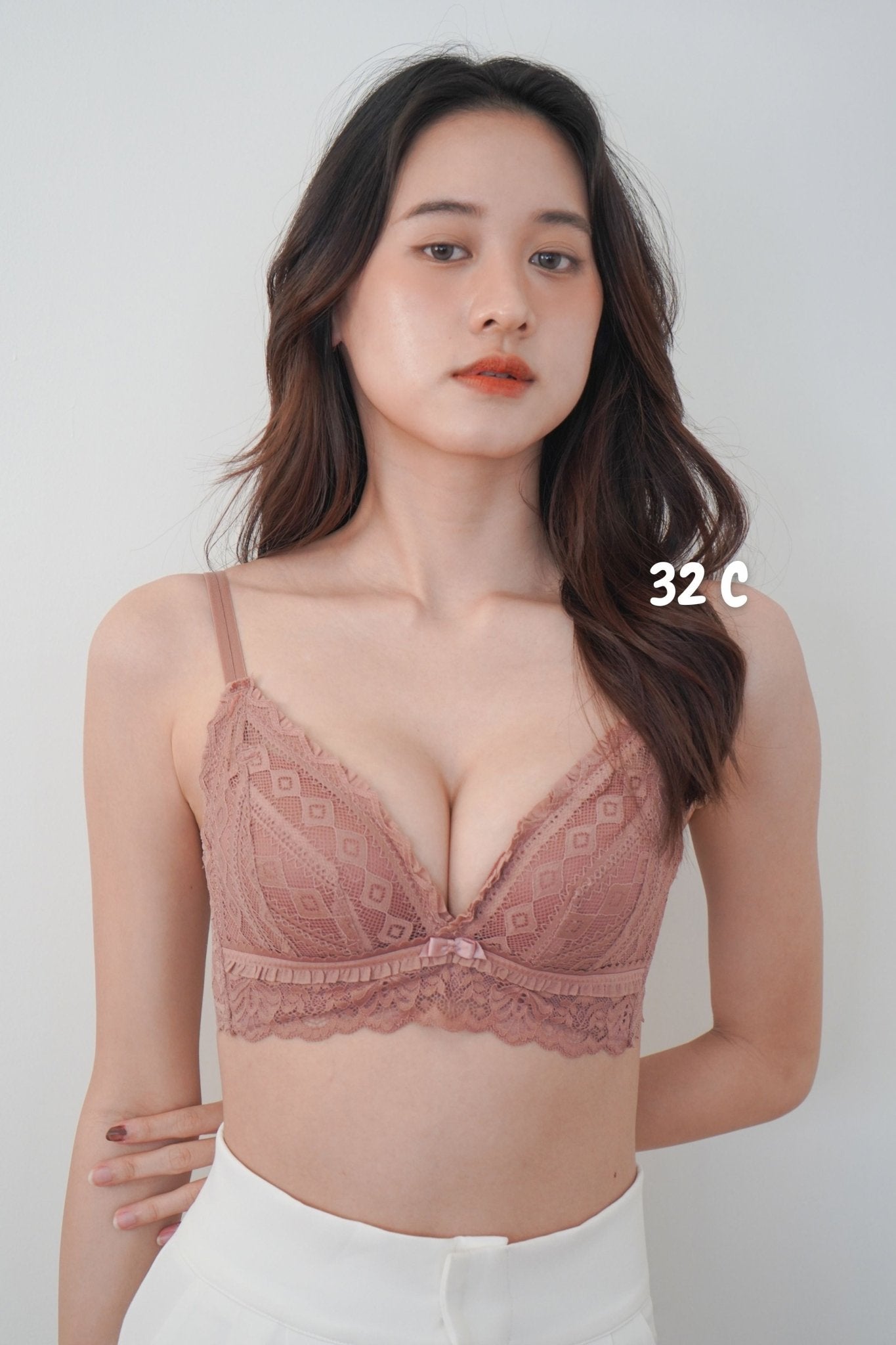 Cara Push Up Bra Set with 3CM Extra Thick Padded In Light Coral - Adelais Official