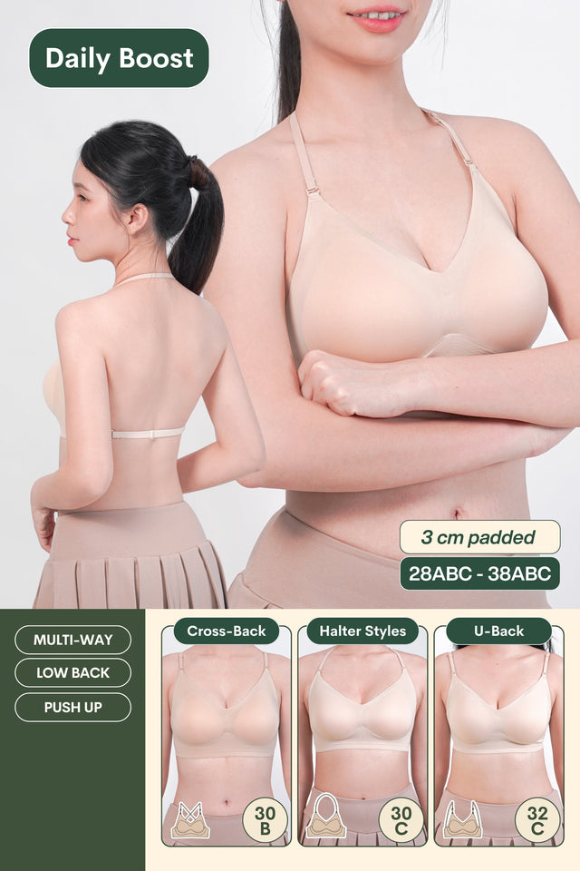 Daily Boost Low Back Multi-Way Push Up Bra In Warm Skin