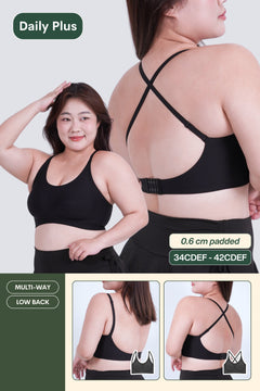 Daily Plus Low Back Multi-Way Bra In Black