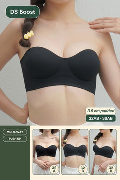 Daily Softie Boost Multi-Way Push Up Bra In Black - Size 32AB-38AB
