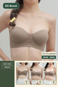 Daily Softie Boost Multi-Way Push Up Bra In Hipster Brown - Size 32AB-38AB