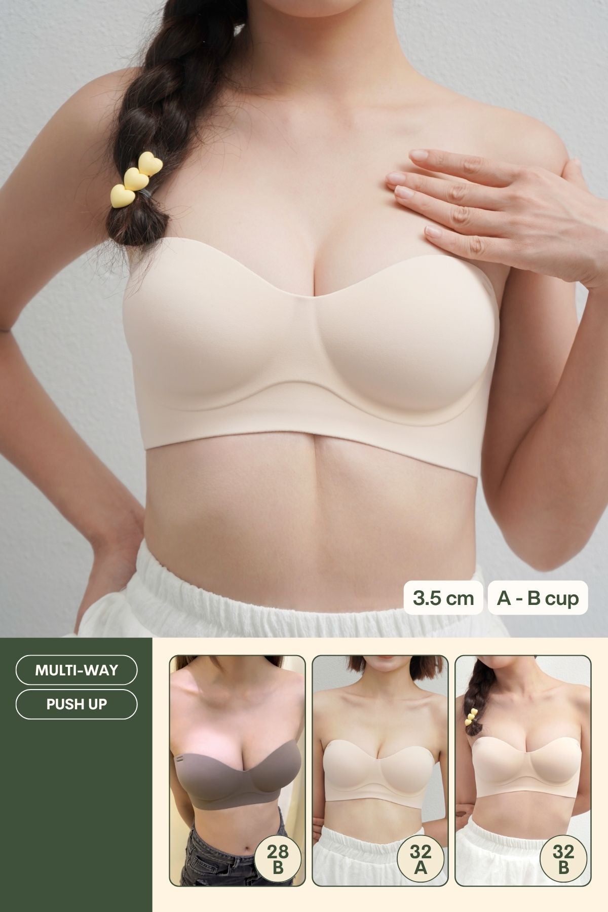 Daily Softie Boost Multi - Way Push Up Bra In Soft Pink - Size 32AB - 38AB - Bra - Strapless (Multi - Way) & Push Up - Adelais Official