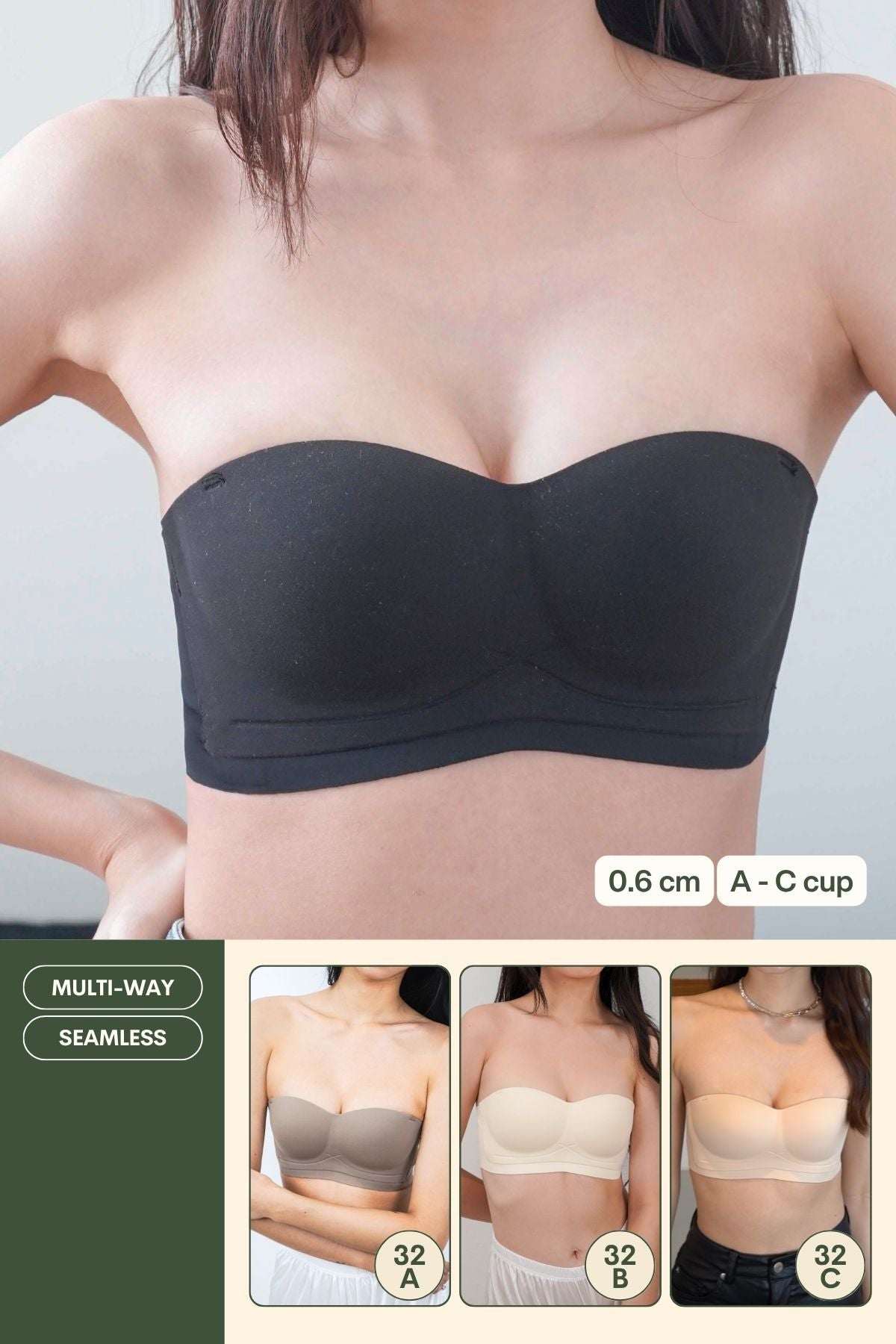 Daily Softie Multi - way Seamless Bra In Black - Bra - Strapless (Multi - Way) & Push Up - Adelais Official