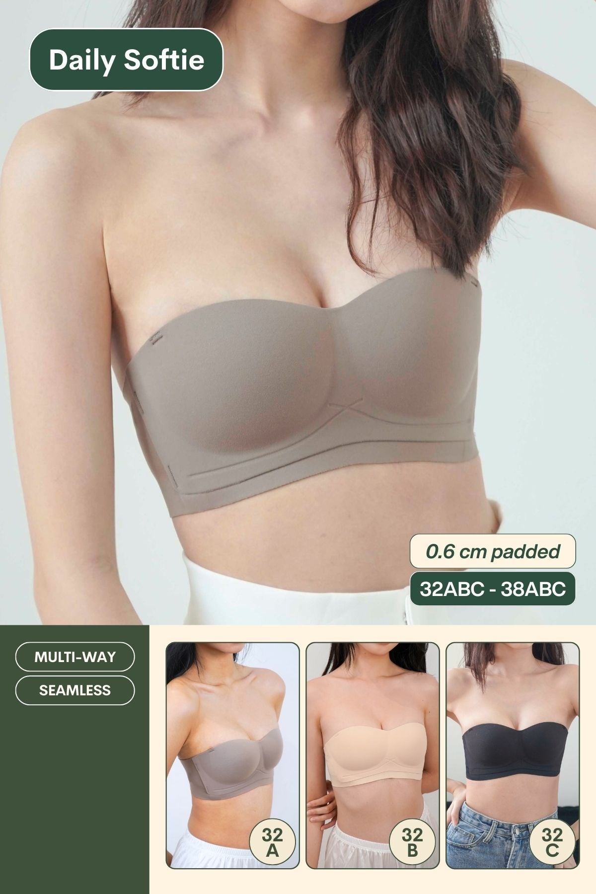 Daily Softie Multi - way Seamless Bra In Hipster Brown - Bra - Strapless (Multi - Way) & Push Up - Adelais Official