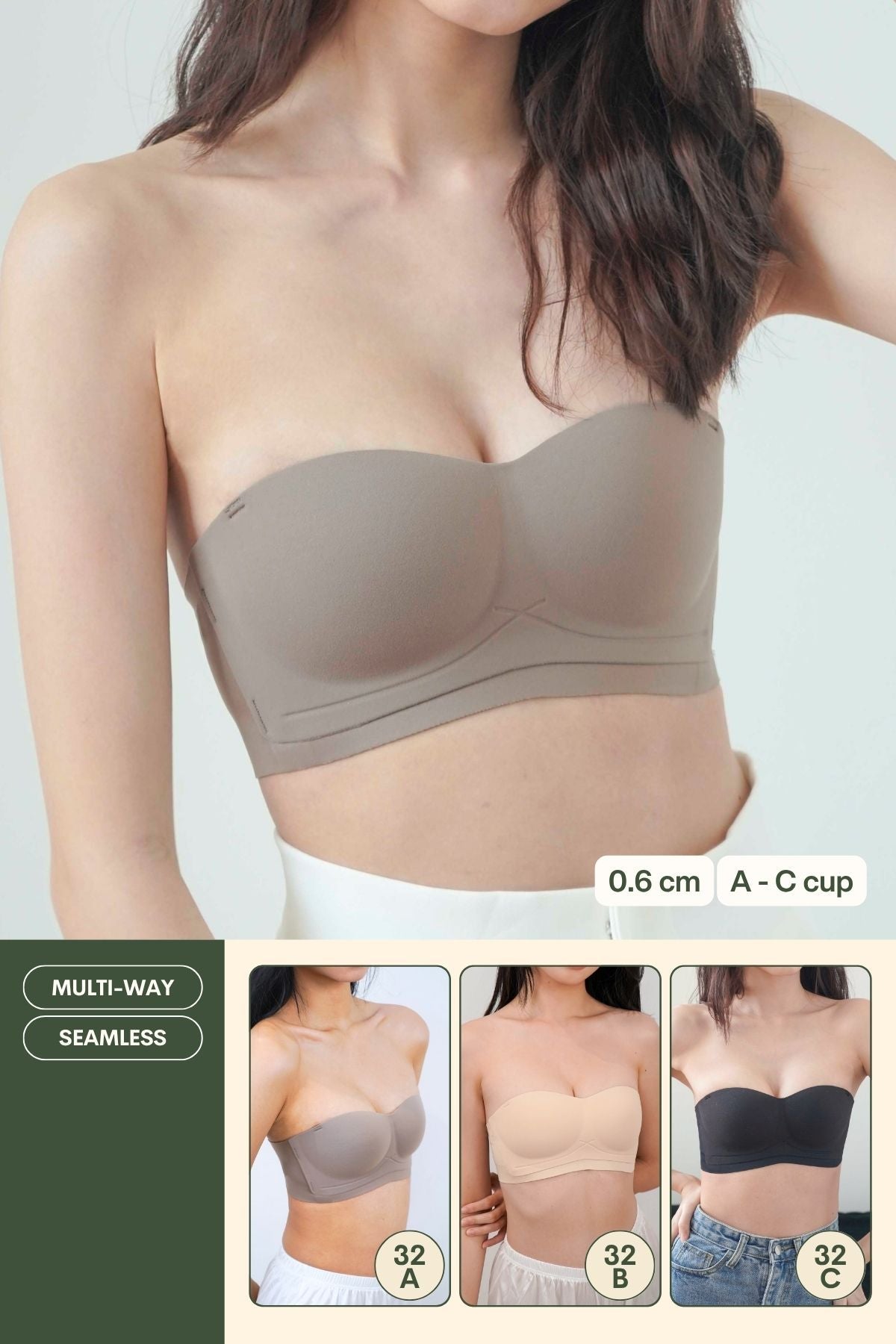 Daily Softie Multi - way Seamless Bra In Hipster Brown - Bra - Strapless (Multi - Way) & Push Up - Adelais Official