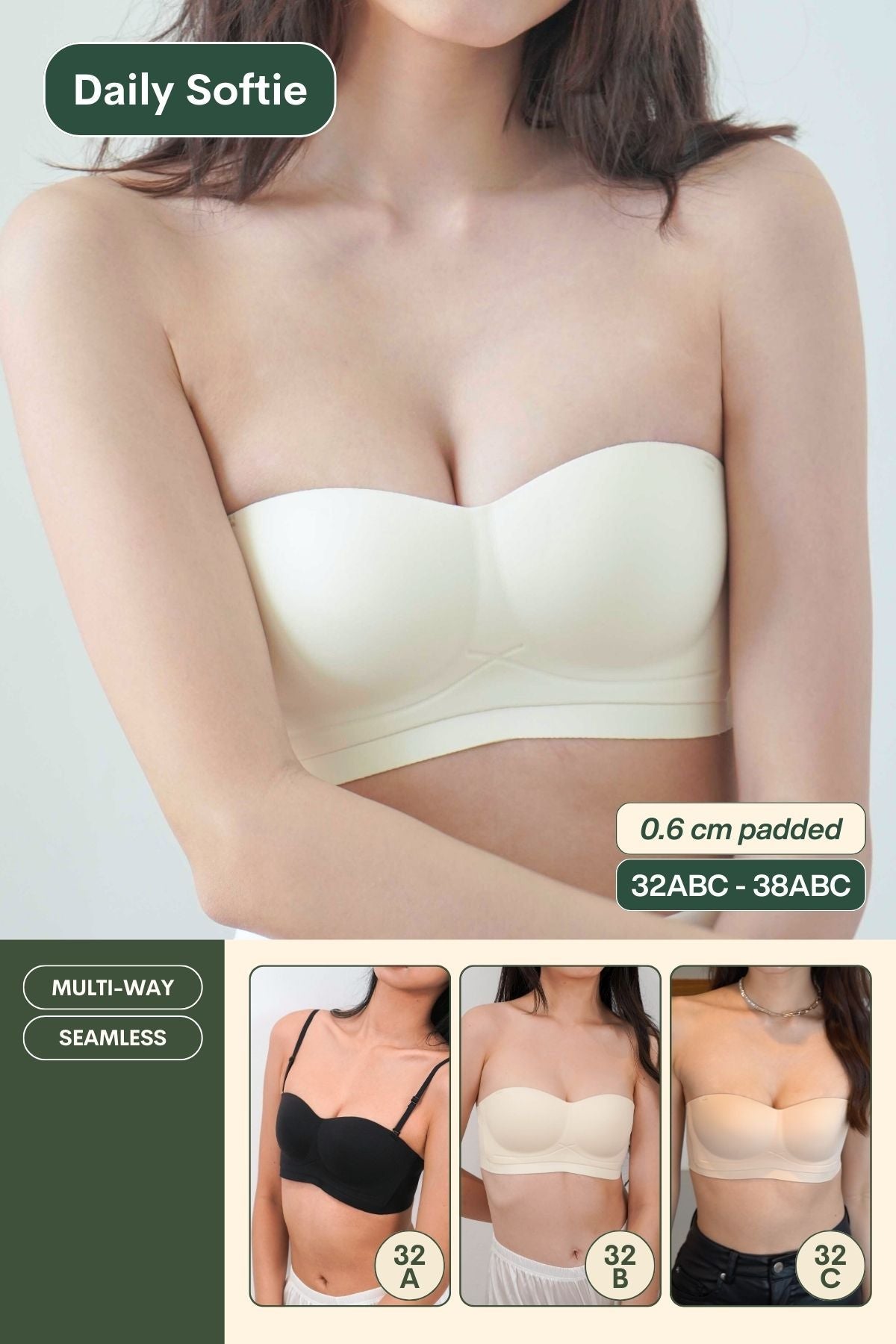 Daily Softie Multi - way Seamless Bra In Milky White - Bra - Strapless (Multi - Way) & Push Up - Adelais Official