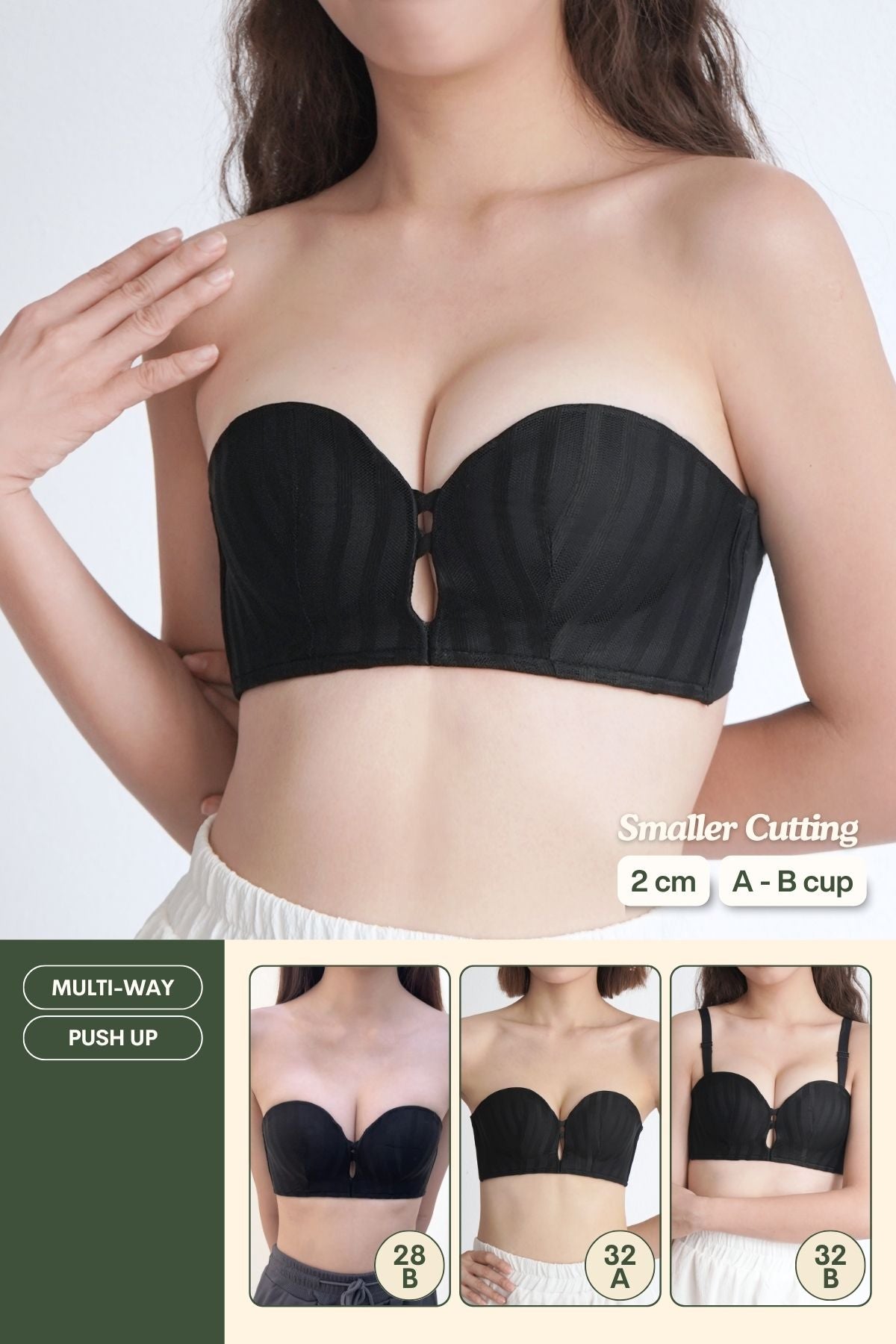 Everyday Fit Multi - Way Push Up Bra In Black - Bra - Strapless (Multi - Way) & Push Up - Adelais Official