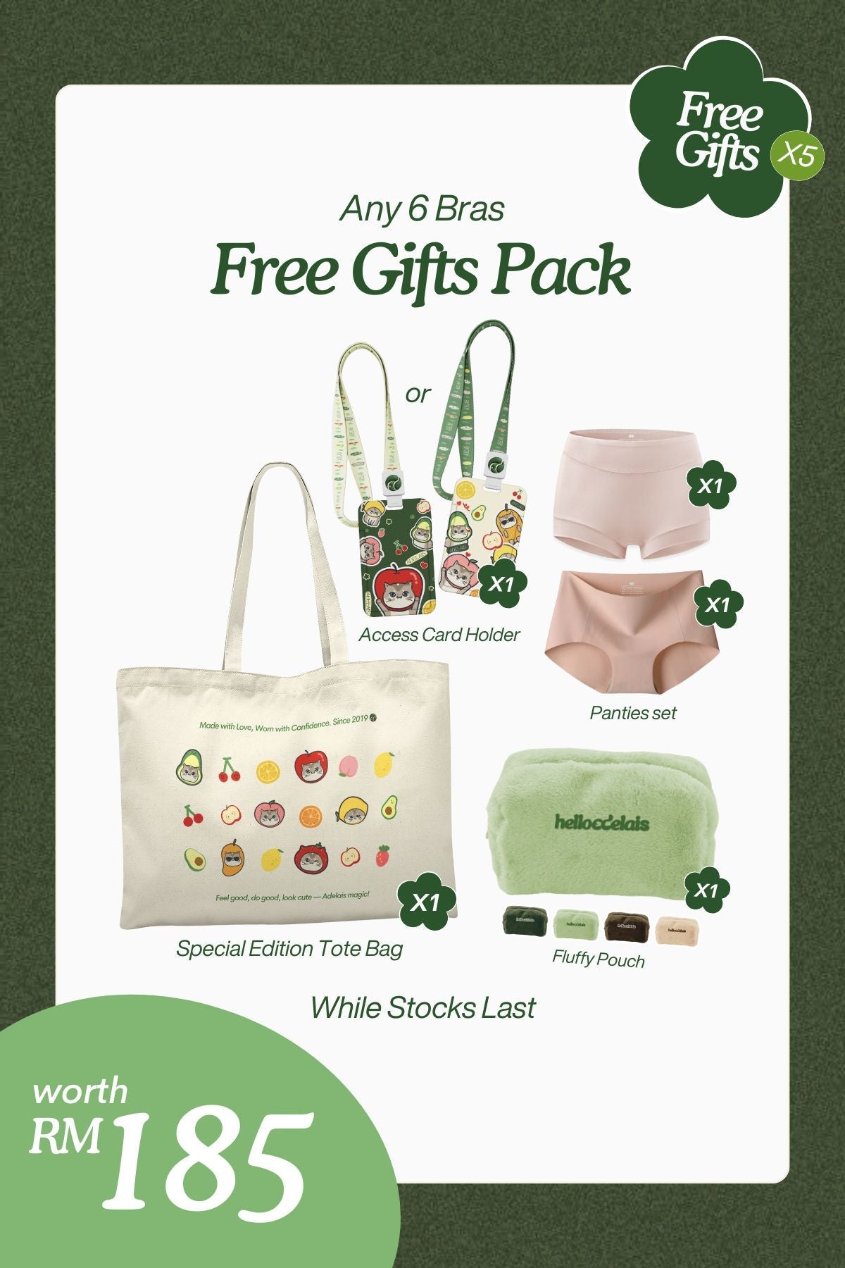 Free Gift - Every 6 Bras Free 5 @ Gifts Pack *Remark size at the note during checkout* - Free Gift - Adelais Official