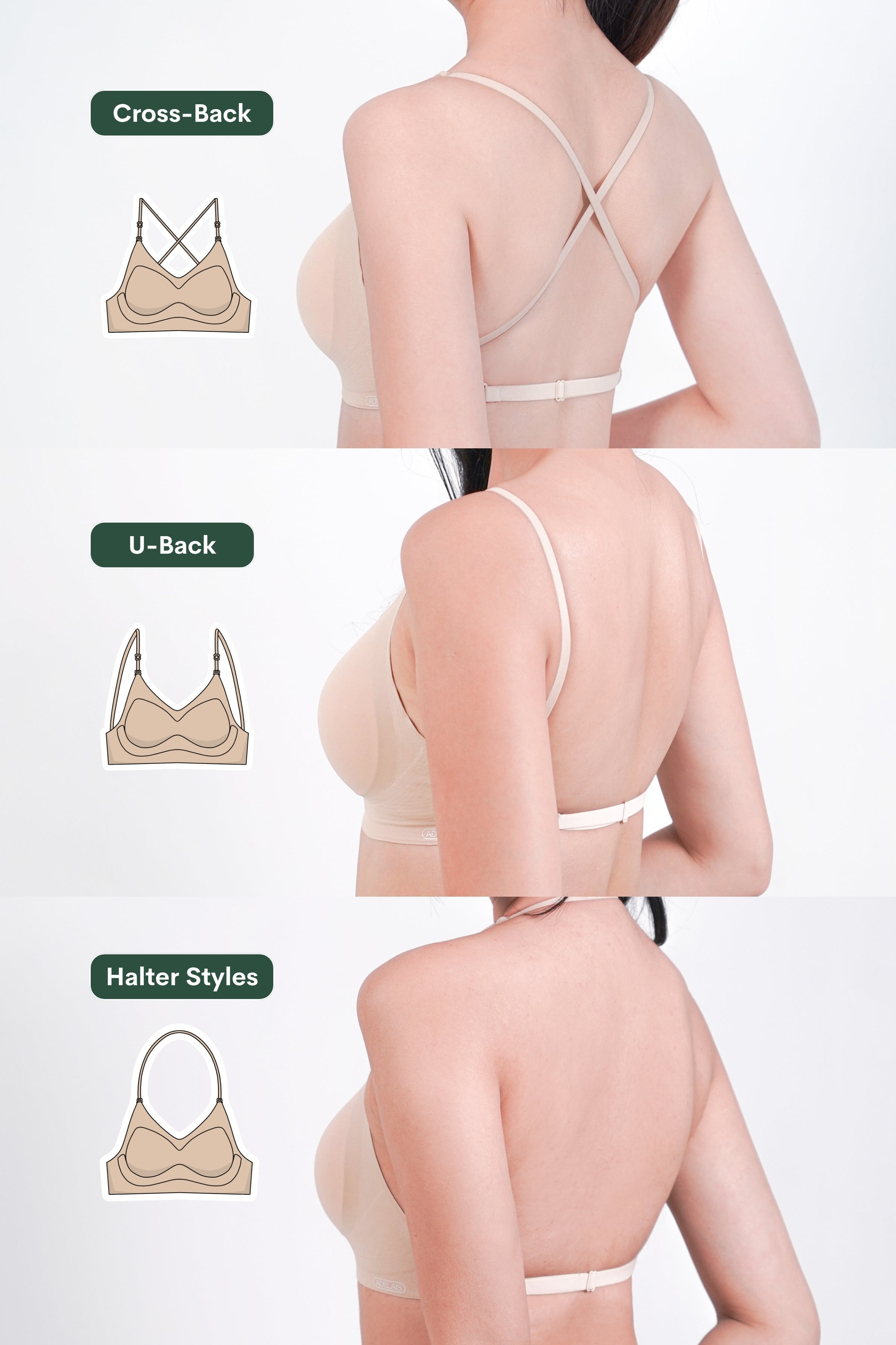 [JESSC] Daily Boost Low Back Multi-Way Push Up Bra - Bra - Push Up & Seamless - Adelais Official