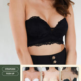 Lace Anti - Slip Push Up Strapless Bra In Black - Bra - Strapless & Push Up - Adelais Official