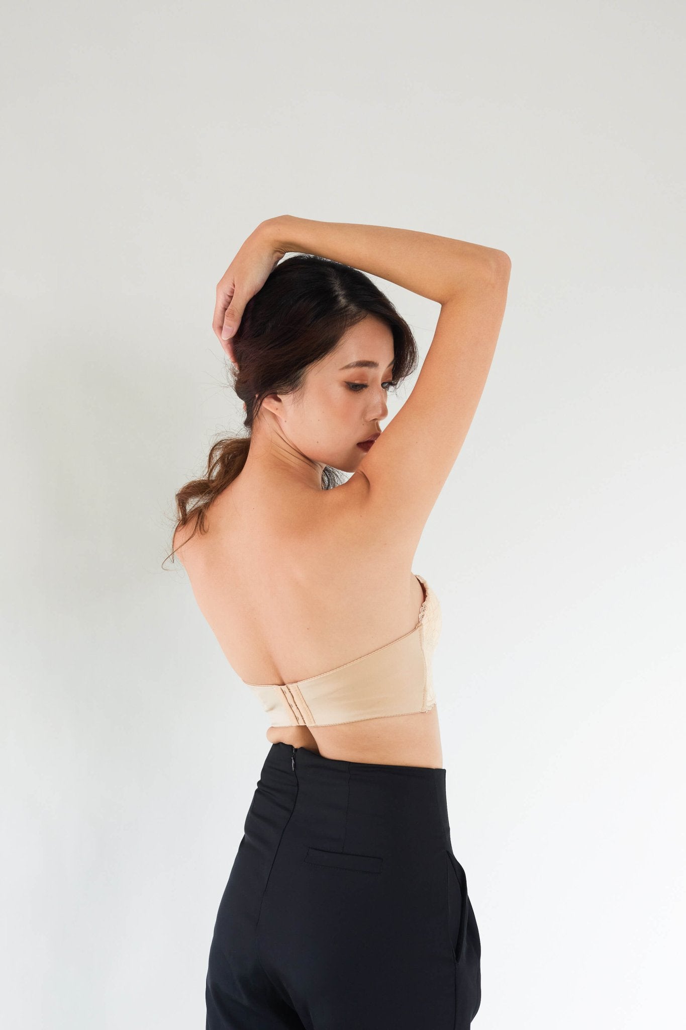 Lace Anti - Slip Push Up Strapless Bra In Blanched Almond - Bra - Strapless & Push Up - Adelais Official