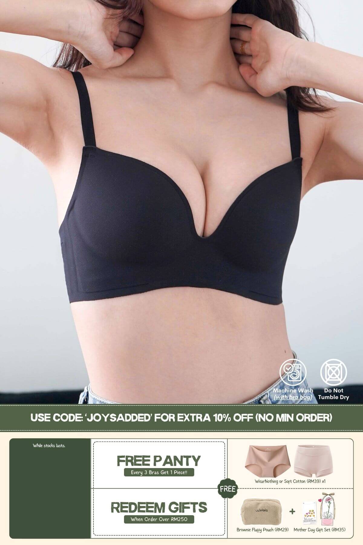 [Limited Stocks] Daily Comfort Push Up Bra In Black - Adelais Official