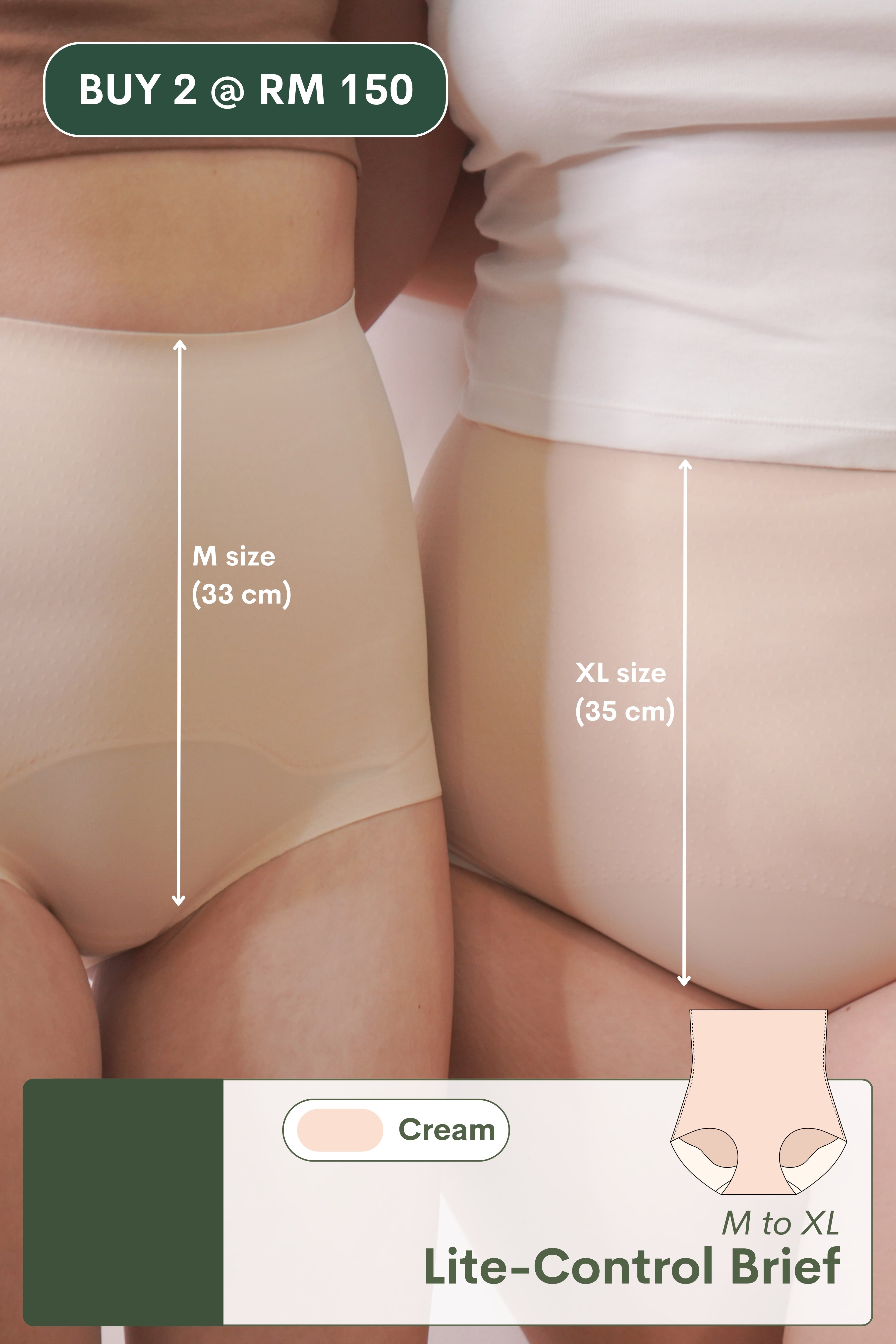 Lite-Control Brief with Abdomen Control & Butt Lifting In Cream - Panty - Tummy Control Brief - Adelais Official