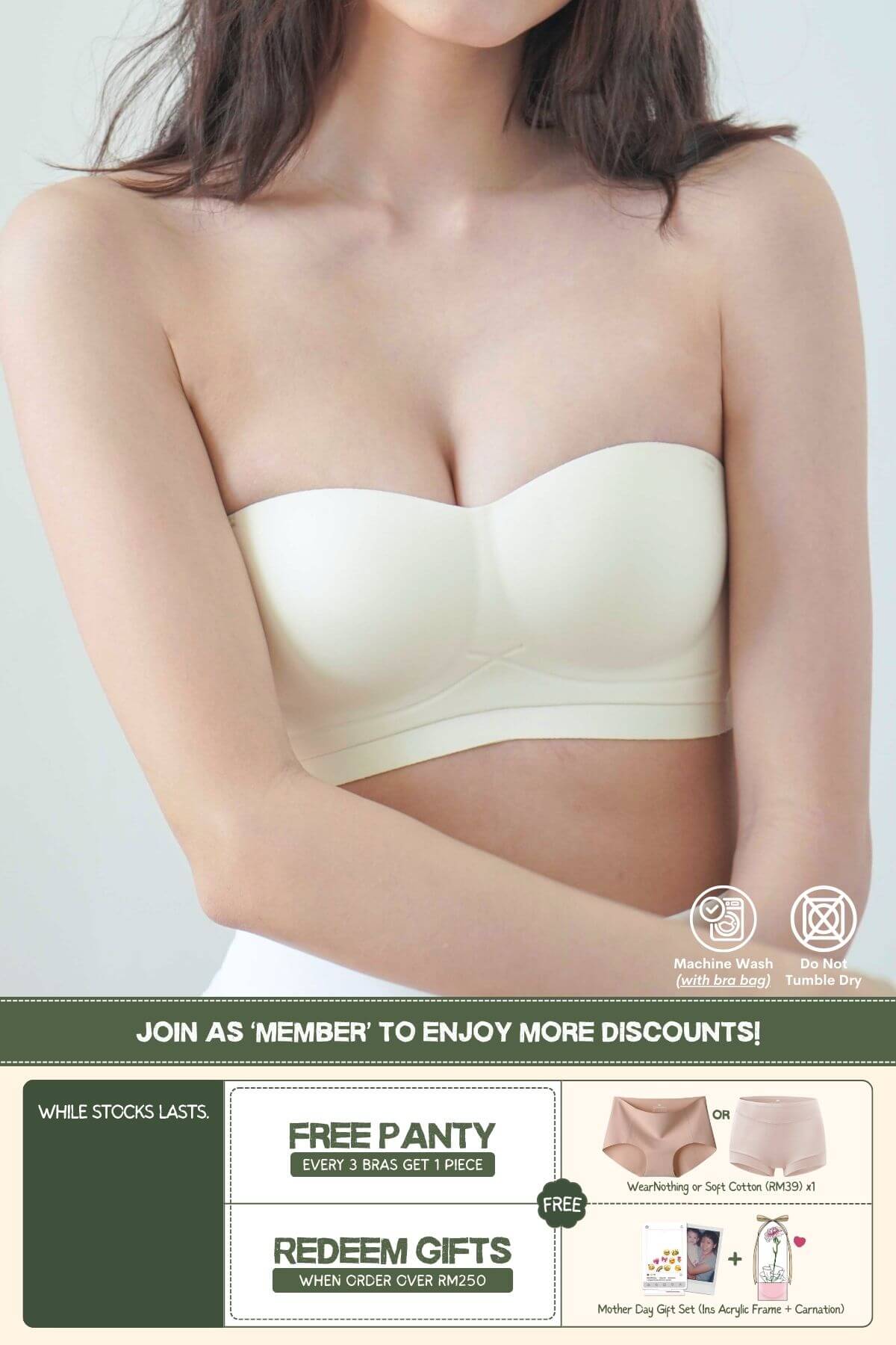[New-In] Daily Softie Multi-way Seamless Bra In Milky White - Adelais Official - Bra - Strapless (Multi-Way) & Push Up