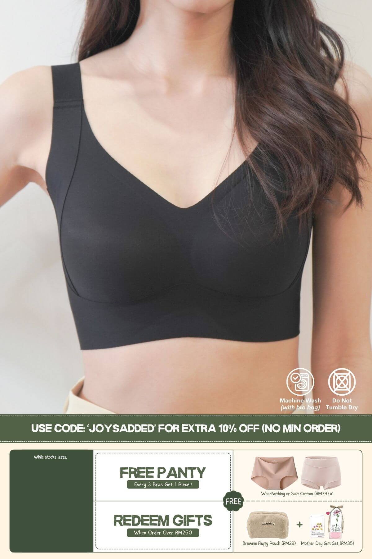 [New-In] Routine Plus Perfect Uplifting Seamless Bra (S-3XL) In Black - Adelais Official
