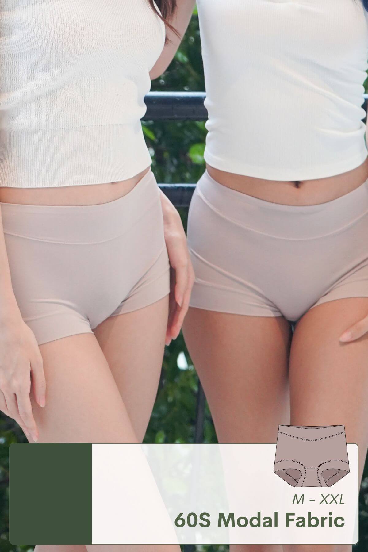 [NEW - IN] Soft Cotton 60S Modal Antibacterial Panty In Stone - Panty - Seamless Brief - Adelais Official