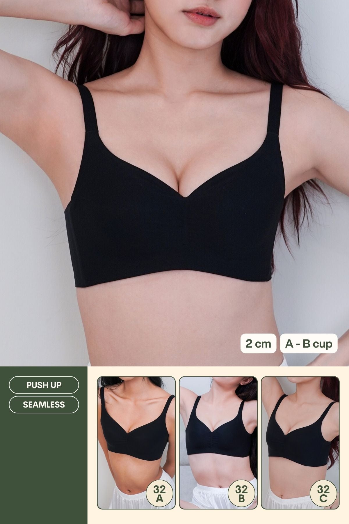 Pure Comfort Seamless Push Up Bra In Black - Bra - Push Up & Seamless - Adelais Official