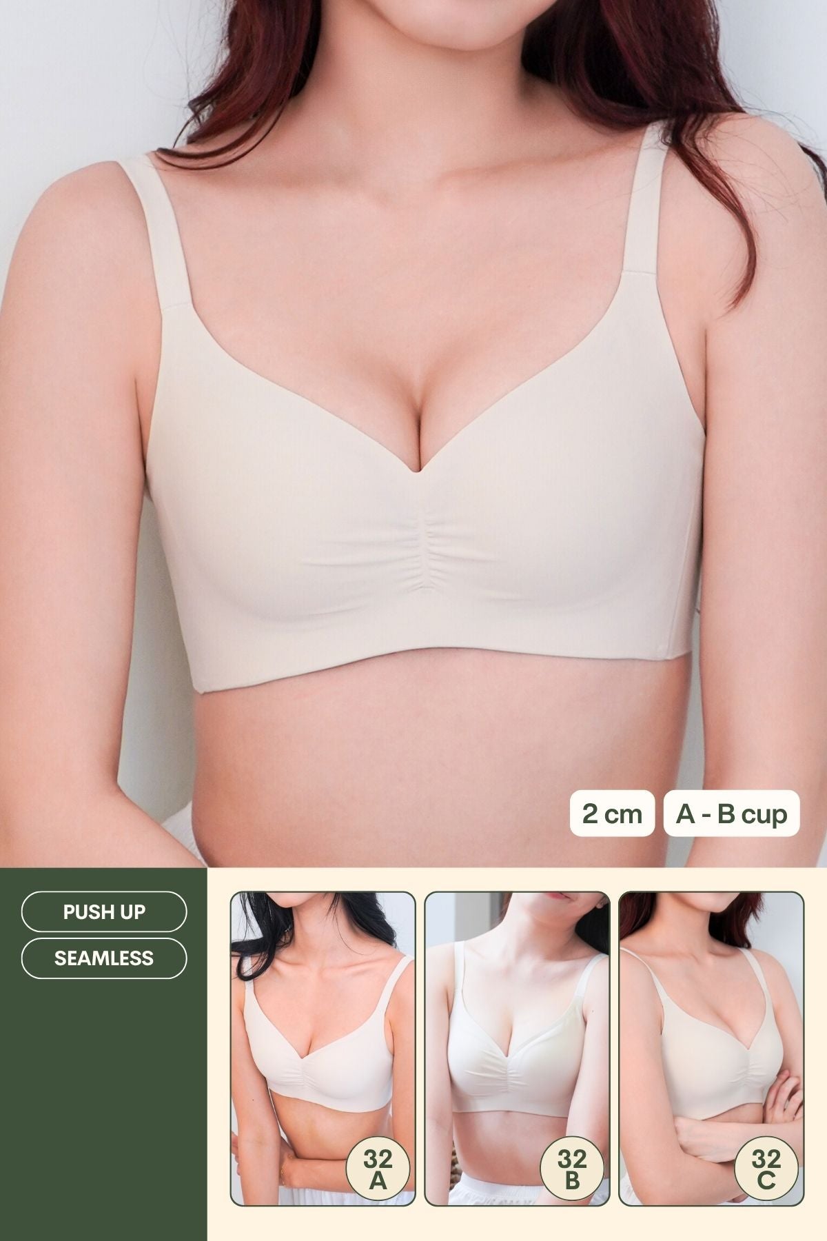 Pure Comfort Seamless Push Up Bra In Linen - Bra - Push Up & Seamless - Adelais Official