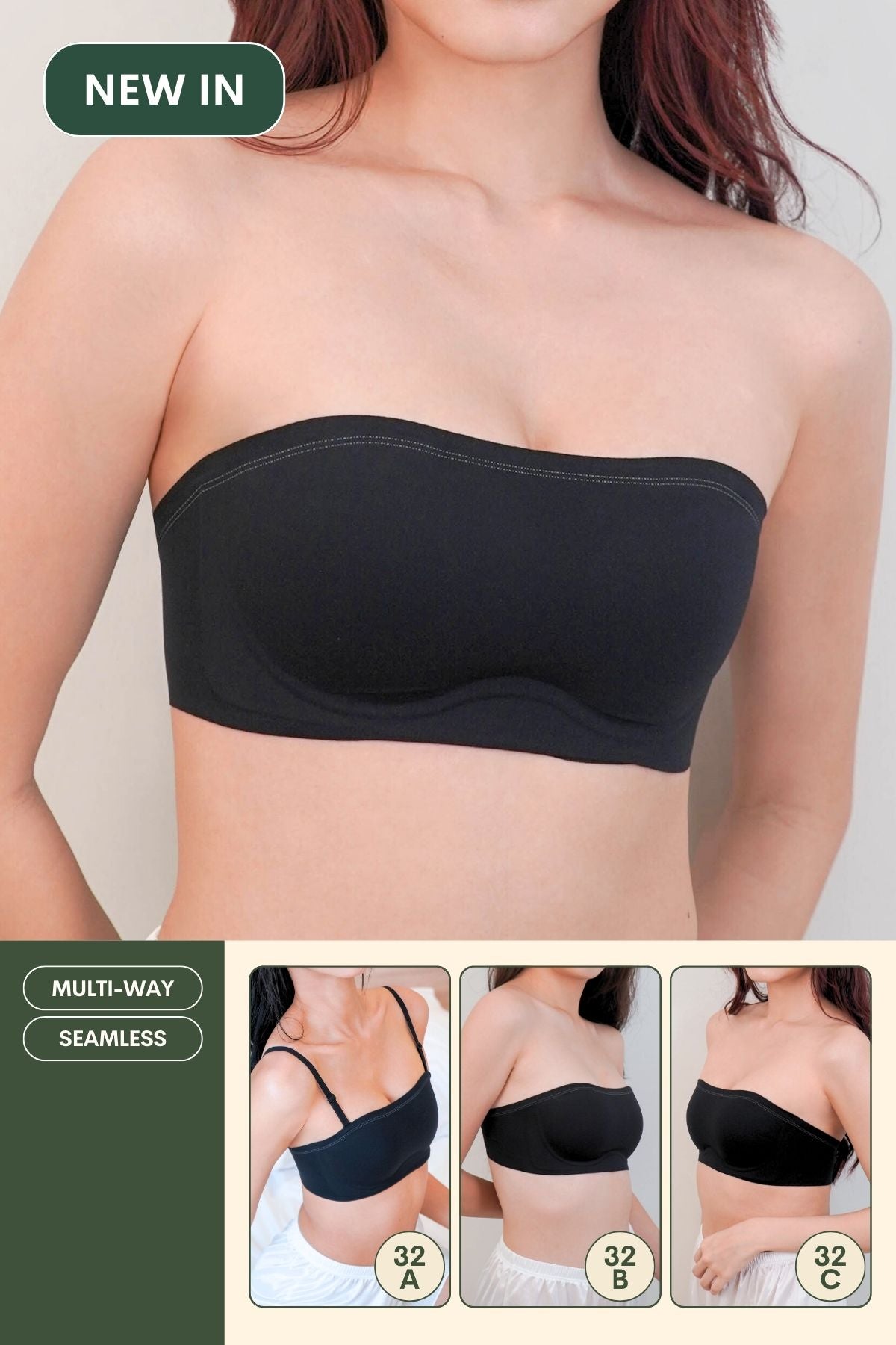Pure Softie Multi - Way Seamless Bra In Black - Bra - Strapless (Multi - Way) & Push Up - Adelais Official