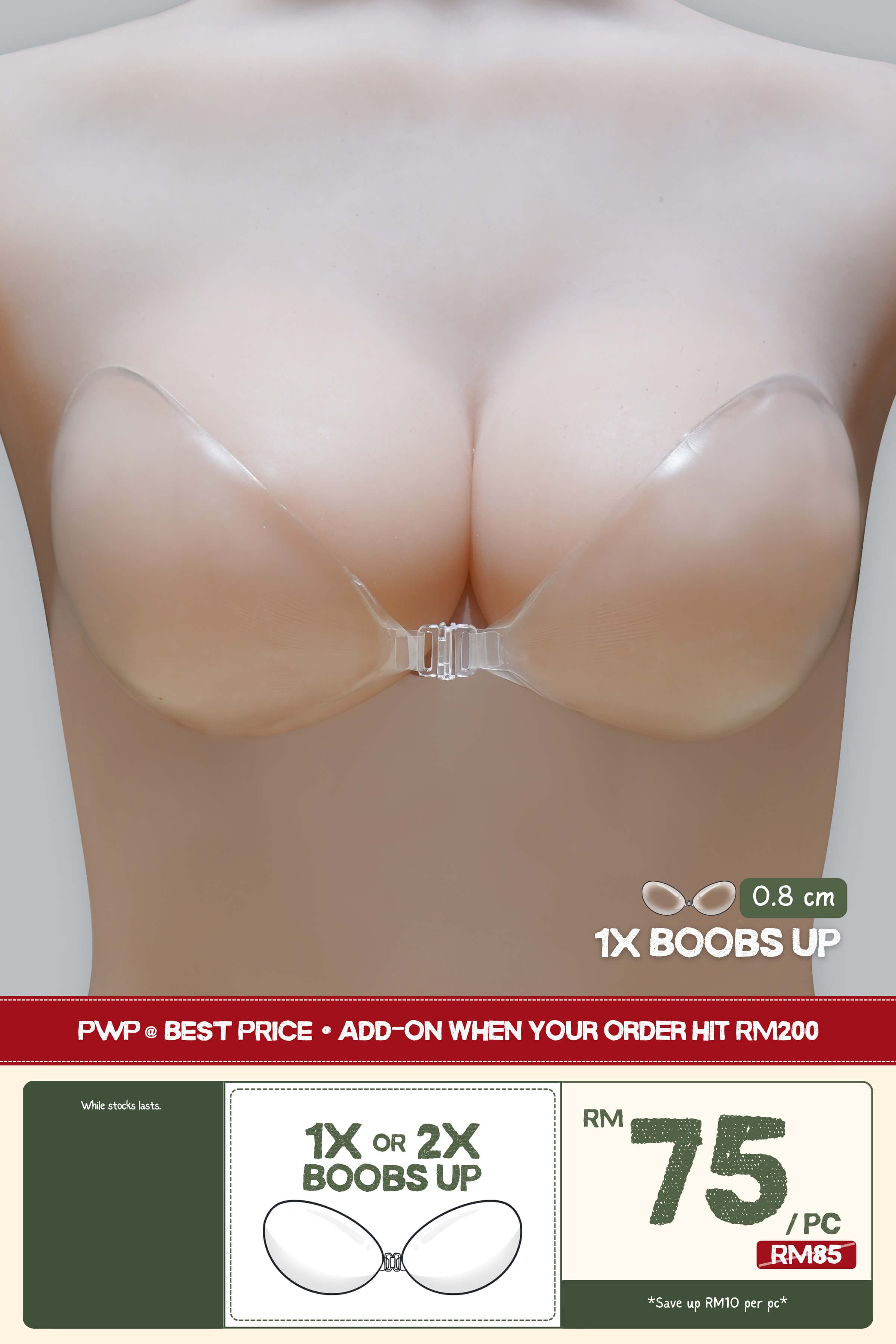 [PWP] 1X Boobs Up in Bikini (0.8 cm) - Adhesive Bras (Nubra & Nipple Cover) - Adelais Official