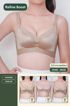 Refine Boost Shaping Push Up Bra in Latte
