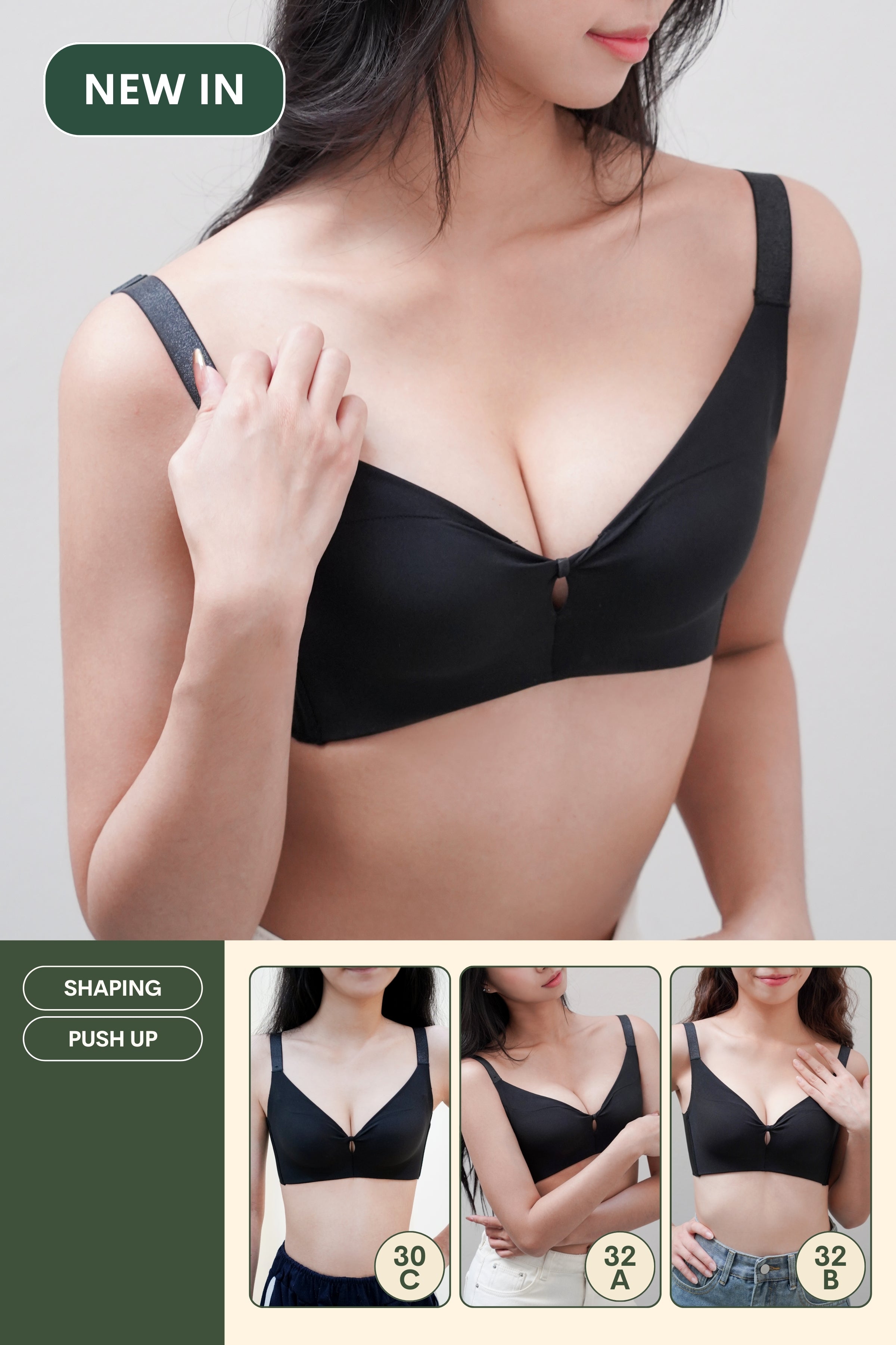 Refine SilkLite Shaping Push Up Bra In Black - Bra - Coverage & Push Up - Adelais Official