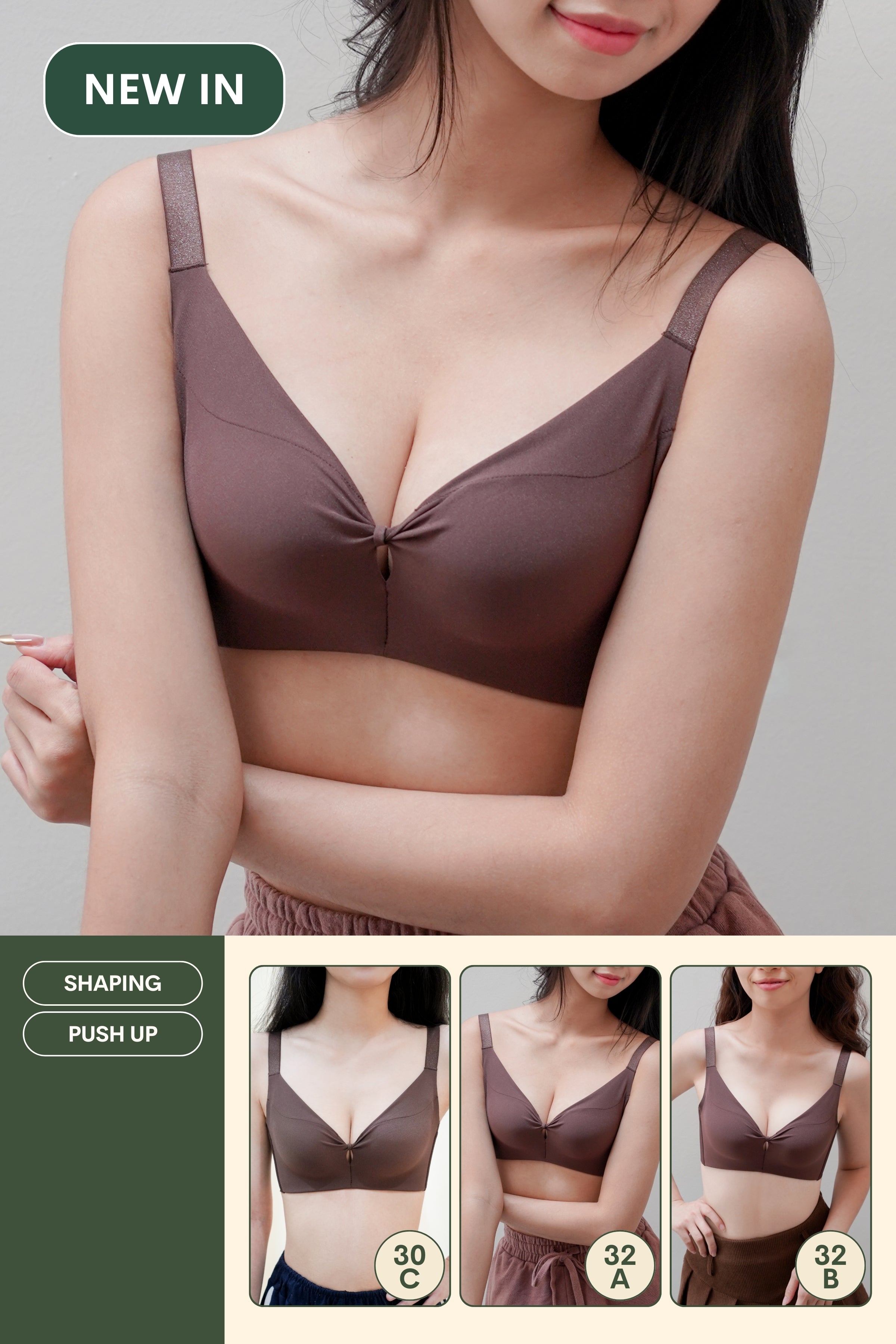Refine SilkLite Shaping Push Up Bra In Woody Brown - Bra - Coverage & Push Up - Adelais Official