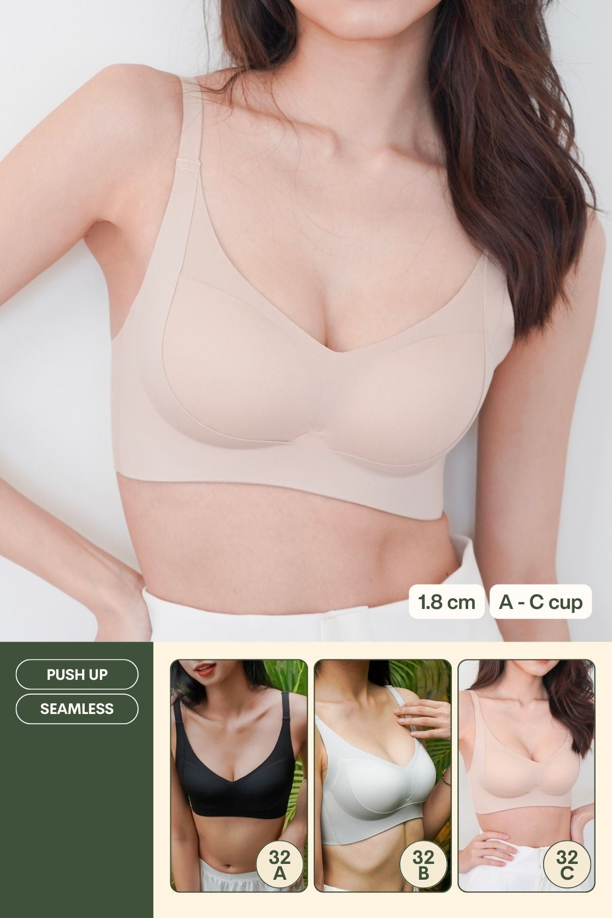 Routine Curvy Seamless Push Up Bra In Natural - Bra - Push Up & Seamless - Adelais Official