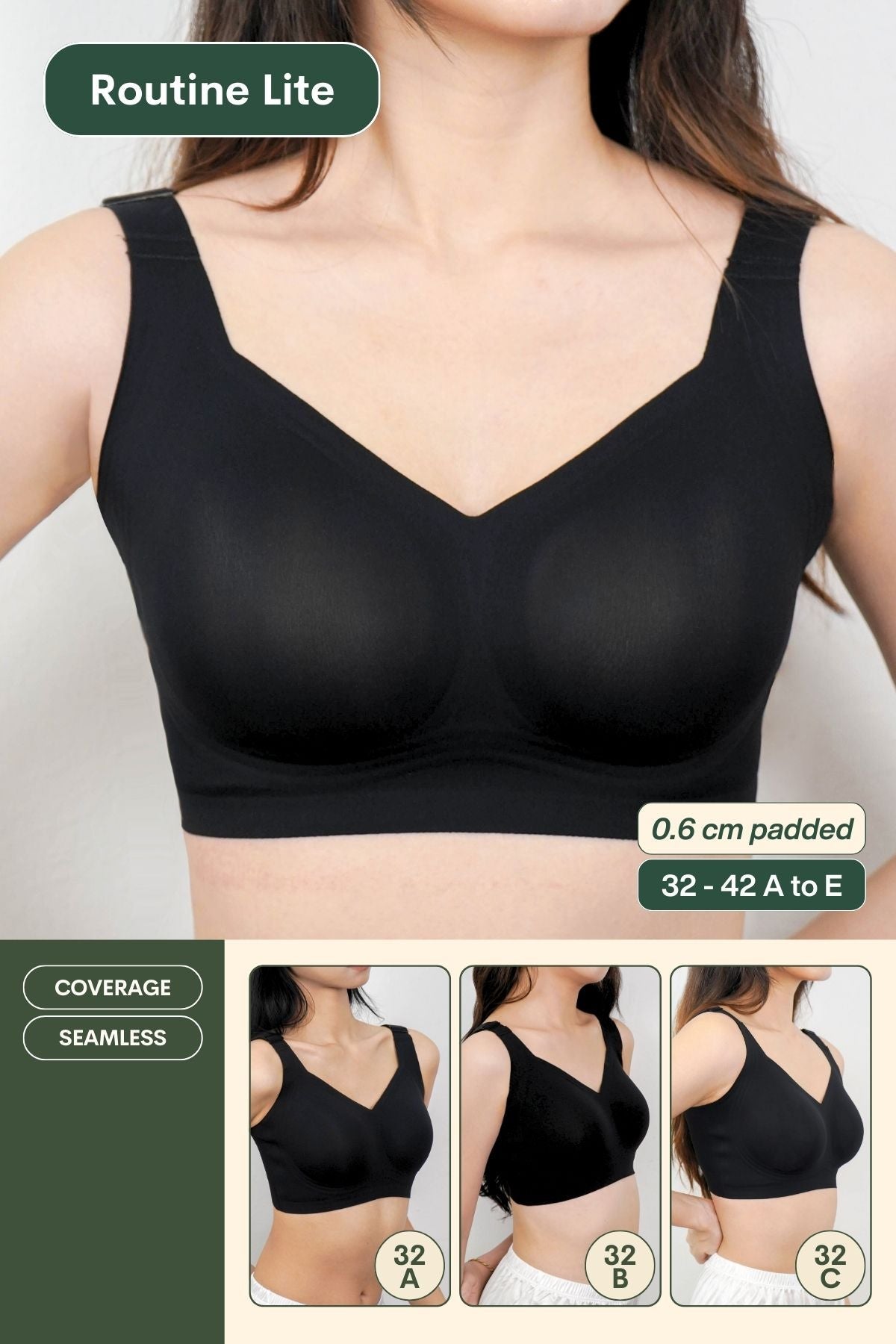 Routine Lite Perfect Uplifting Seamless Bra (S - 3XL) In Black - Bra - Full Coverage & Natural Uplift & Seamless - Adelais Official
