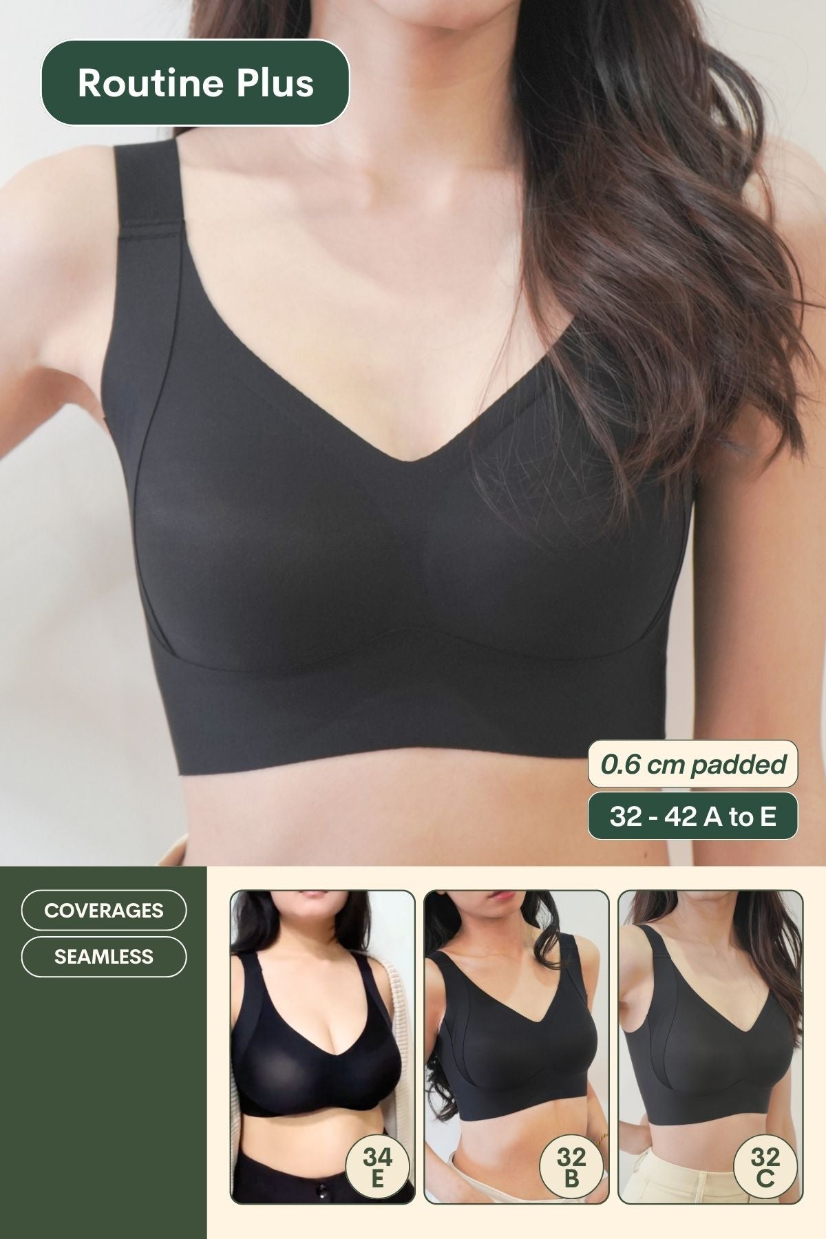 Routine Plus Perfect Uplifting Seamless Bra (S - 3XL) In Black - Bra - Full Coverage & Natural Uplift & Seamless - Adelais Official