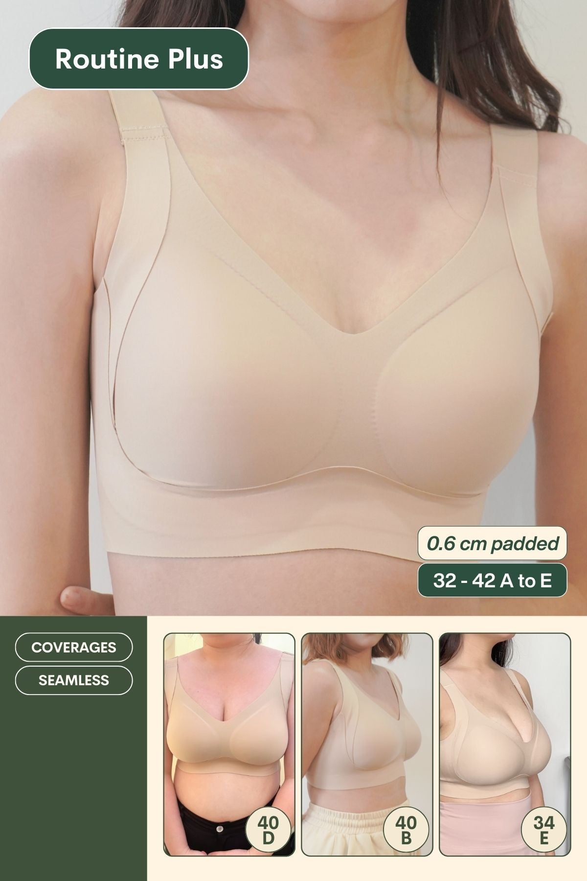 Routine Plus Perfect Uplifting Seamless Bra (S - 3XL) In Warm Natural - Bra - Full Coverage & Natural Uplift & Seamless - Adelais Official