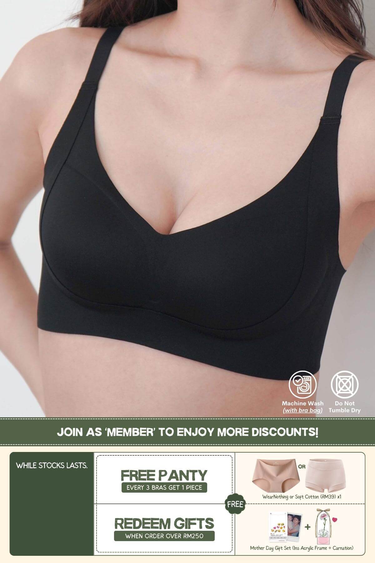 [Top Pick] Routine Curvy Seamless Push Up Bra In Black - Adelais Official - Bra - Coverage & Push Up & Seamless