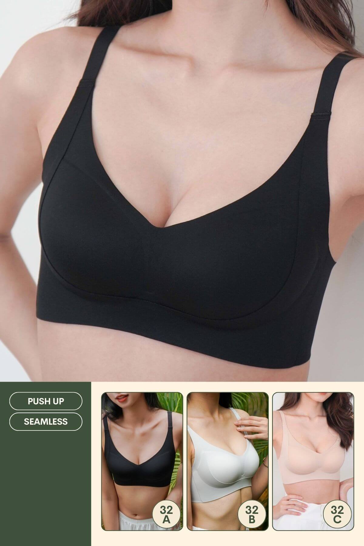 [Top Pick] Routine Curvy Seamless Push Up Bra In Black - Bra - Push Up & Seamless - Adelais Official