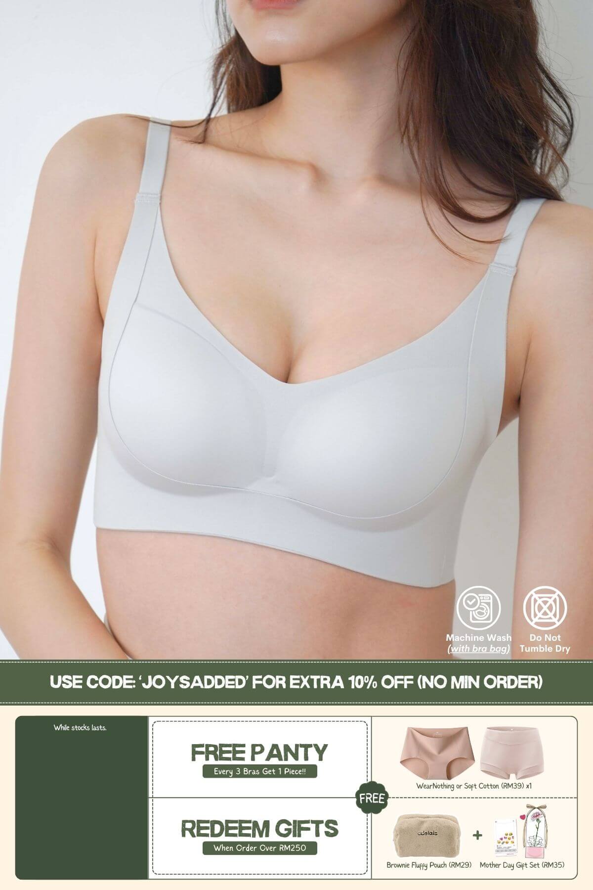 [Top Pick] Routine Curvy Seamless Push Up Bra In LightGrey - Adelais Official