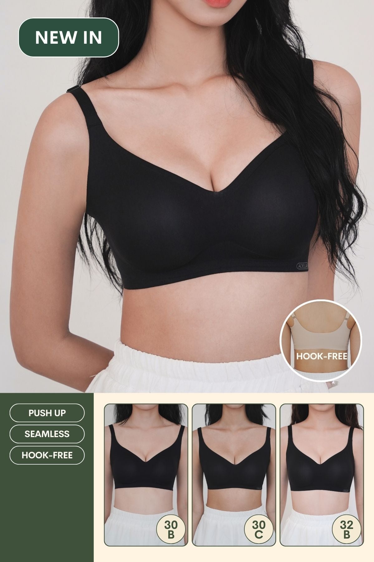 Ultra Boost BareFit Seamless Push Up Bra In Black - Bra - Push Up & Seamless - Adelais Official