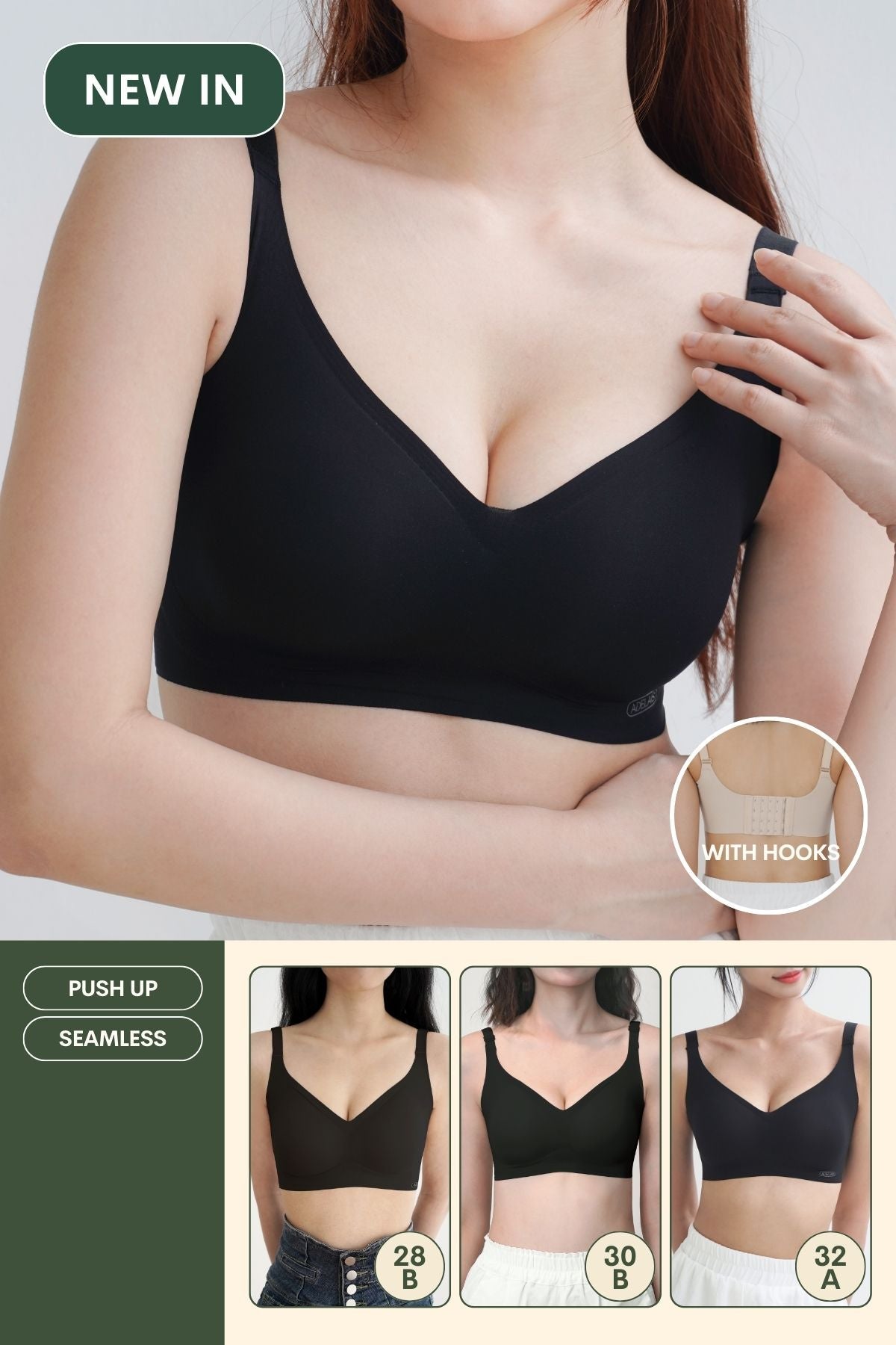 Ultra Boost Seamless Push Up Bra In Black - Bra - Push Up & Seamless - Adelais Official