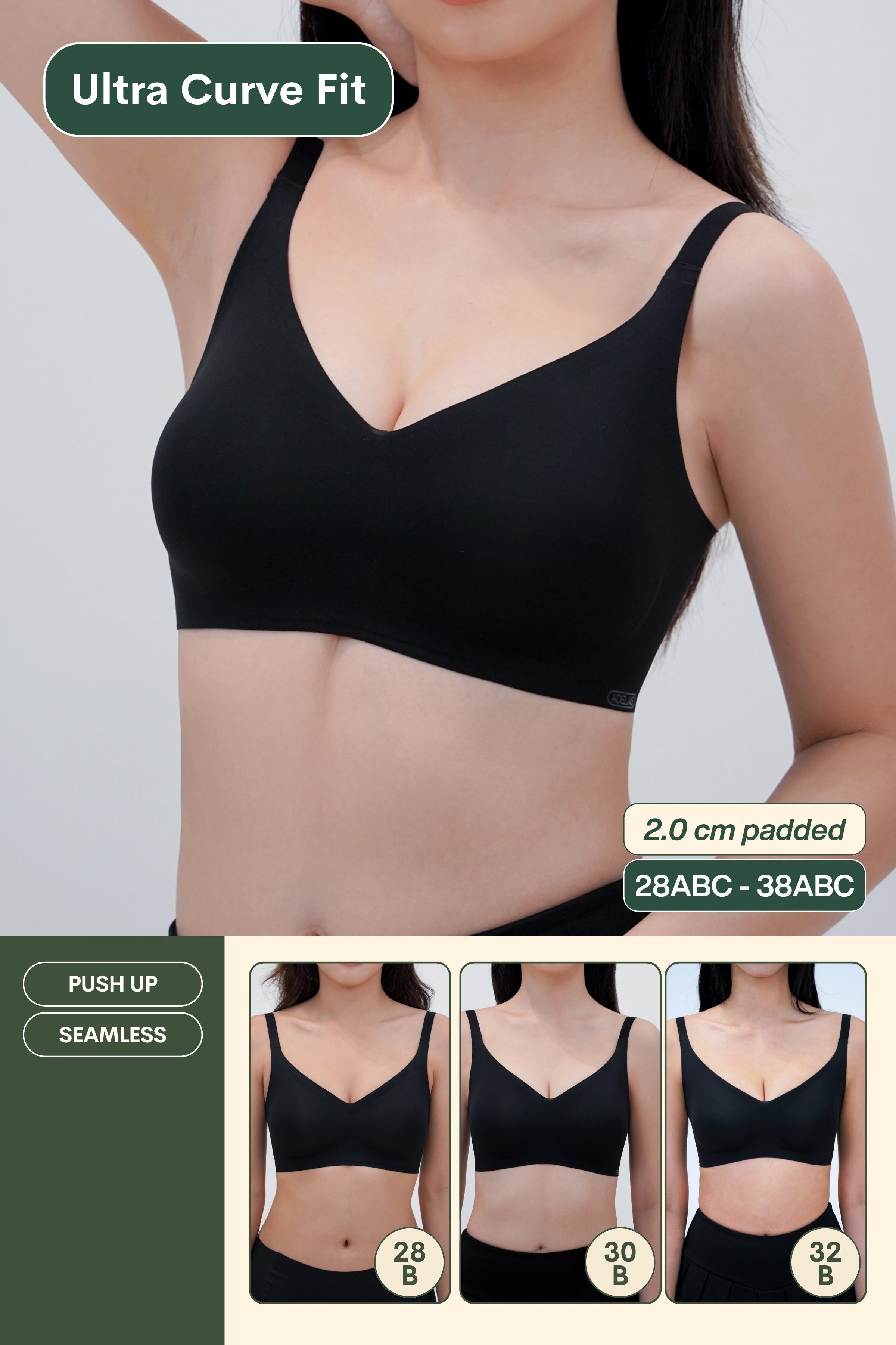 Ultra Curve Fit Seamless Push Up Bra In Black - Bra - Push Up & Seamless - Adelais Official