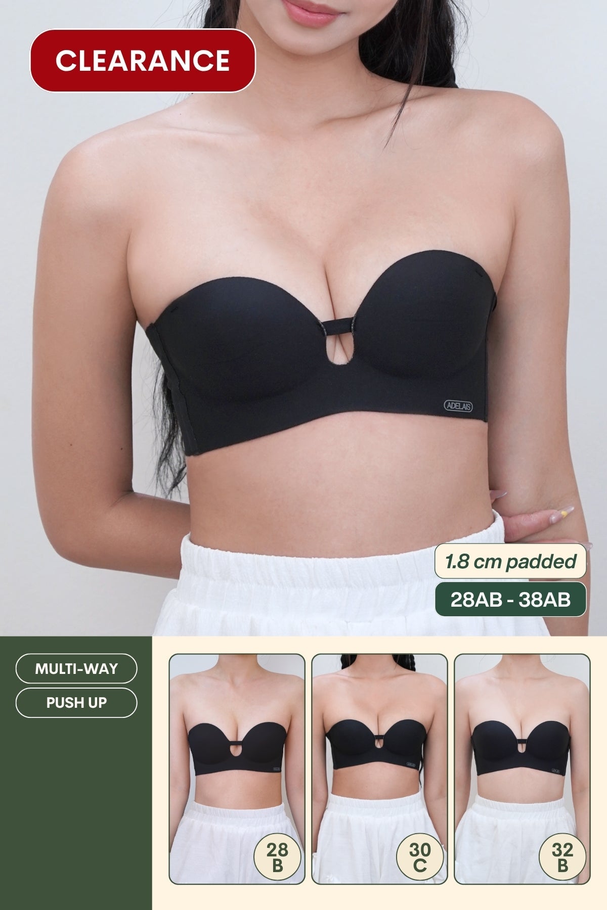Ultra Softie 3.0 Push Up & Seamless Multi-way Bra In Black - Bra - Strapless (Multi-Way) & Push Up - Adelais Official
