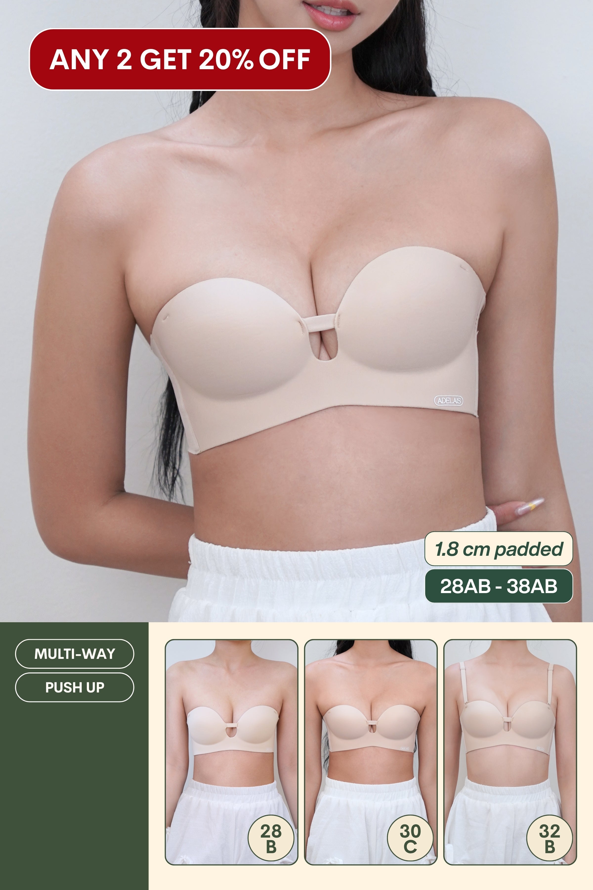 Ultra Softie 3.0 Push Up & Seamless Multi-way Bra In Soft Skin - Bra - Strapless (Multi-Way) & Push Up - Adelais Official