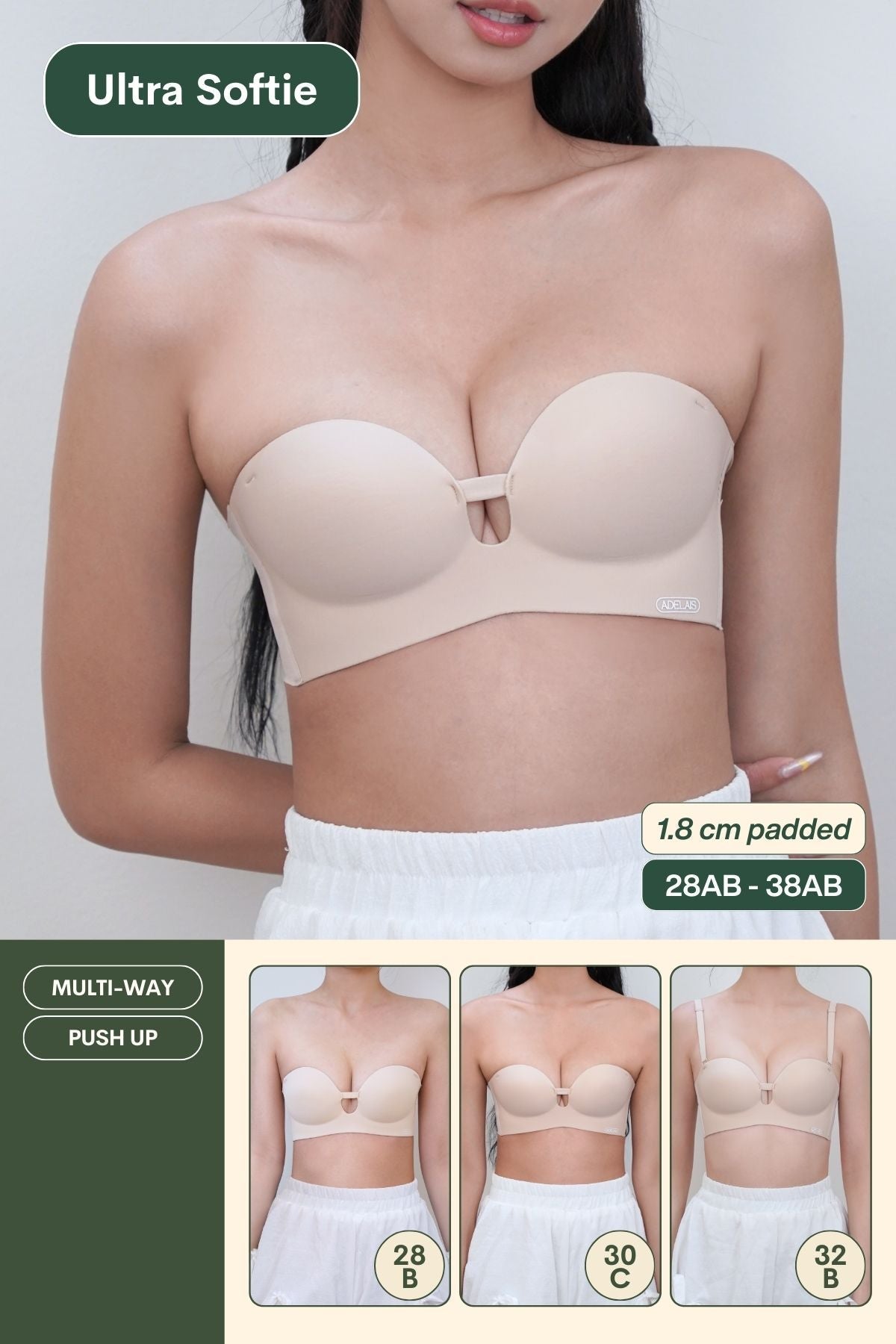 Ultra Softie 3.0 Push Up & Seamless Multi - way Bra In Soft Skin - Bra - Strapless (Multi - Way) & Push Up - Adelais Official