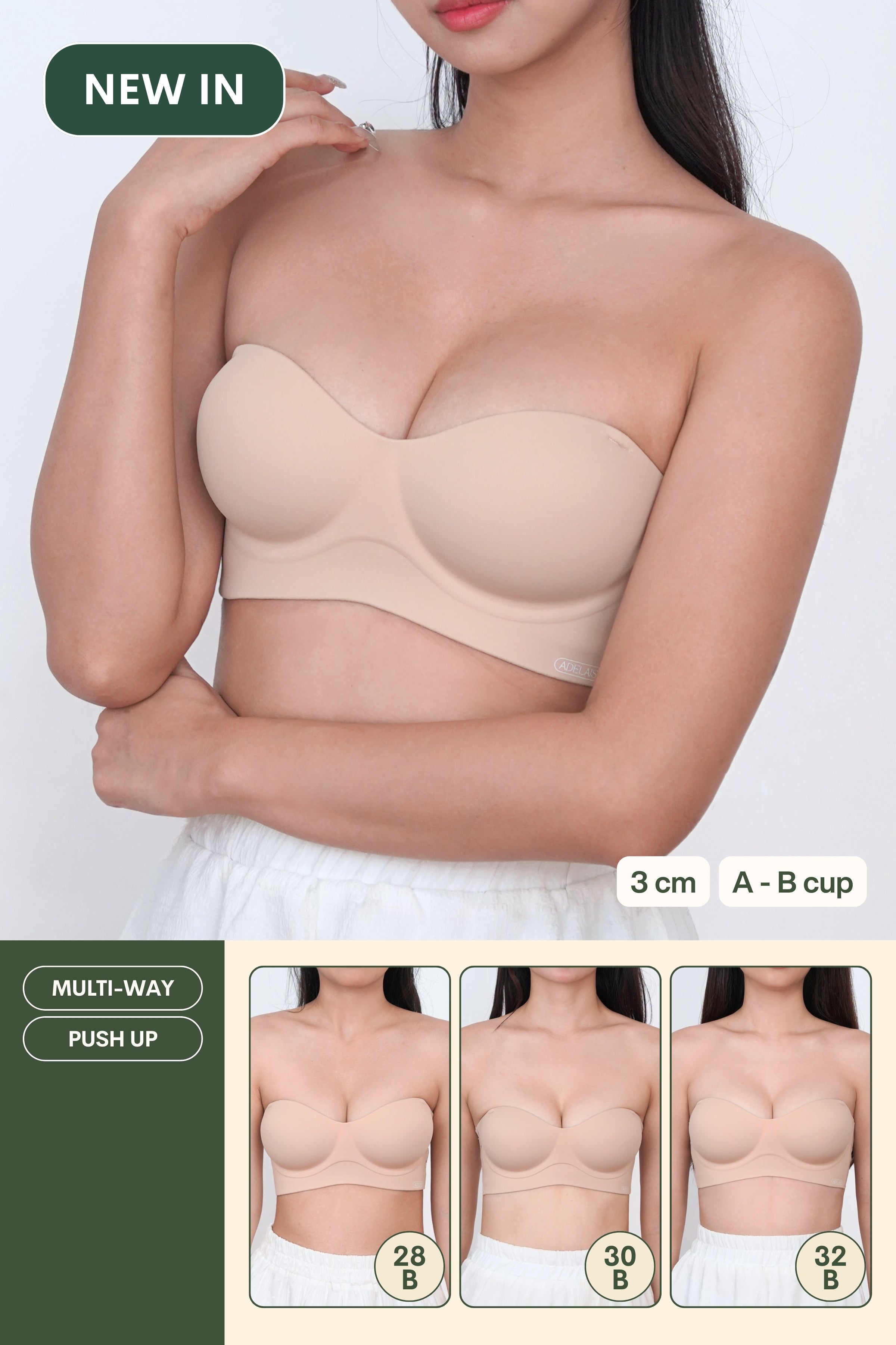 Ultra Softie Boost Multi - Way Push Up Bra In Warm Skin - Bra - Strapless (Multi - Way) & Push Up - Adelais Official