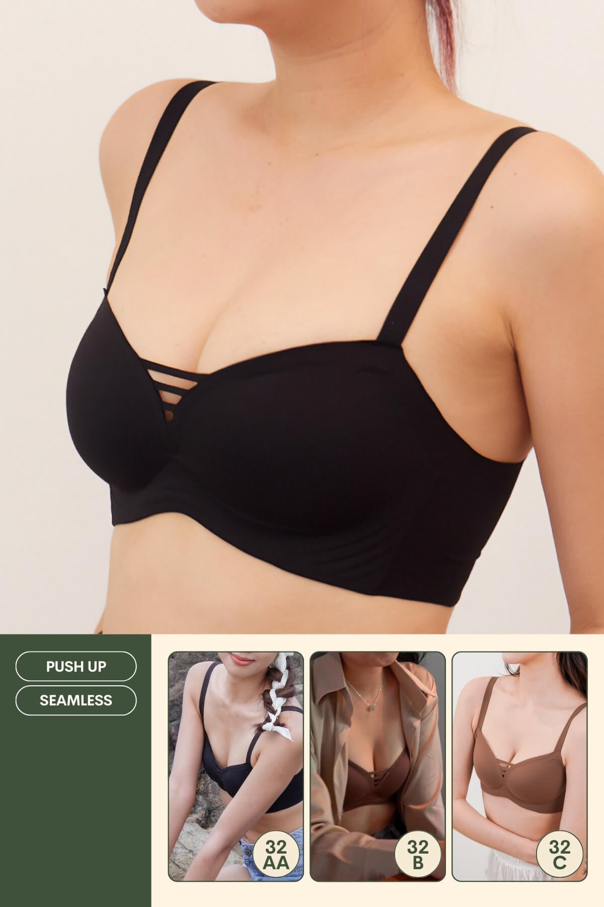 Your Common Bra Seamless Push Up Bra In Black - Bra - Push Up & Seamless - Adelais Official