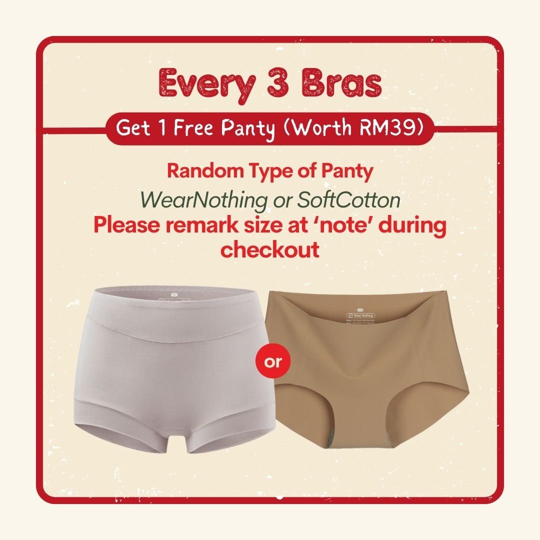 [CNY Exclusive] Free 1 @ Limited Free Panty x1 (Every 3 Bras get 1 FREE) - *Remark size at the note during checkout* - Adelais Lingerie